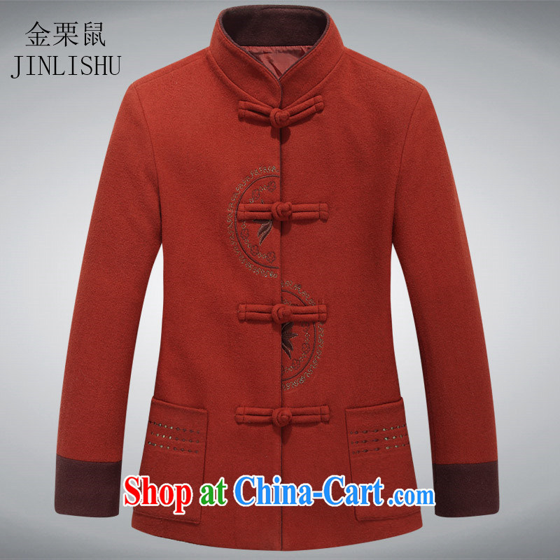 The chestnut mouse, Chinese elderly in new, female Chinese female T-shirt mom with spring loaded long-sleeved jacket coat wine red XXXL, the chestnut mouse (JINLISHU), online shopping