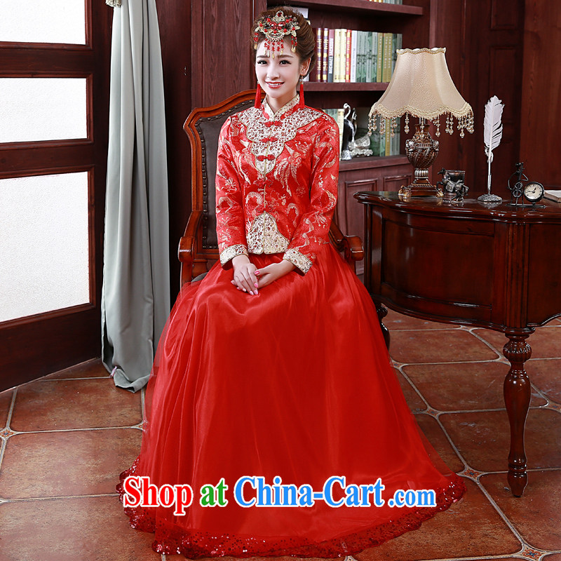 A good service is a 2015 new spring/summer bridal wedding dress Chinese marry long-sleeved clothing cheongsam dress uniform toast fall, 9 cuff XL 3, good service, and, shopping on the Internet