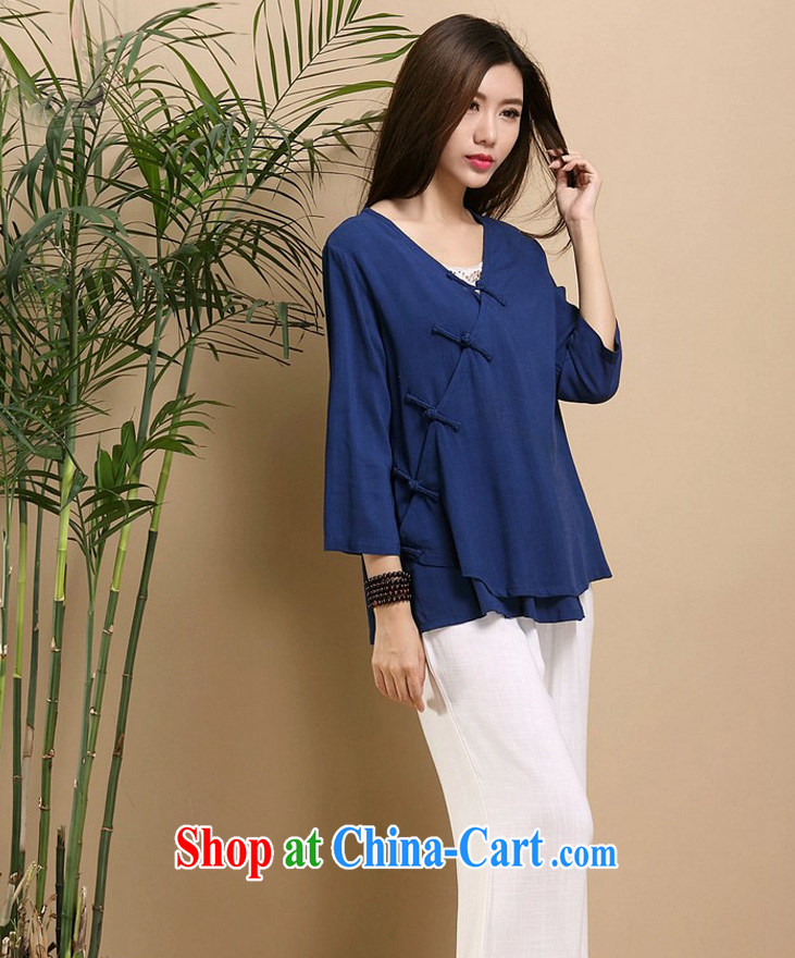 The TSU defense (Azouari) Ethnic Wind Chinese cotton Ma-tie retro pure color is not rules and Leisure 7 T-shirt 3 color blue are code pictures, price, brand platters! Elections are good character, the national distribution, so why buy now enjoy more preferential! Health