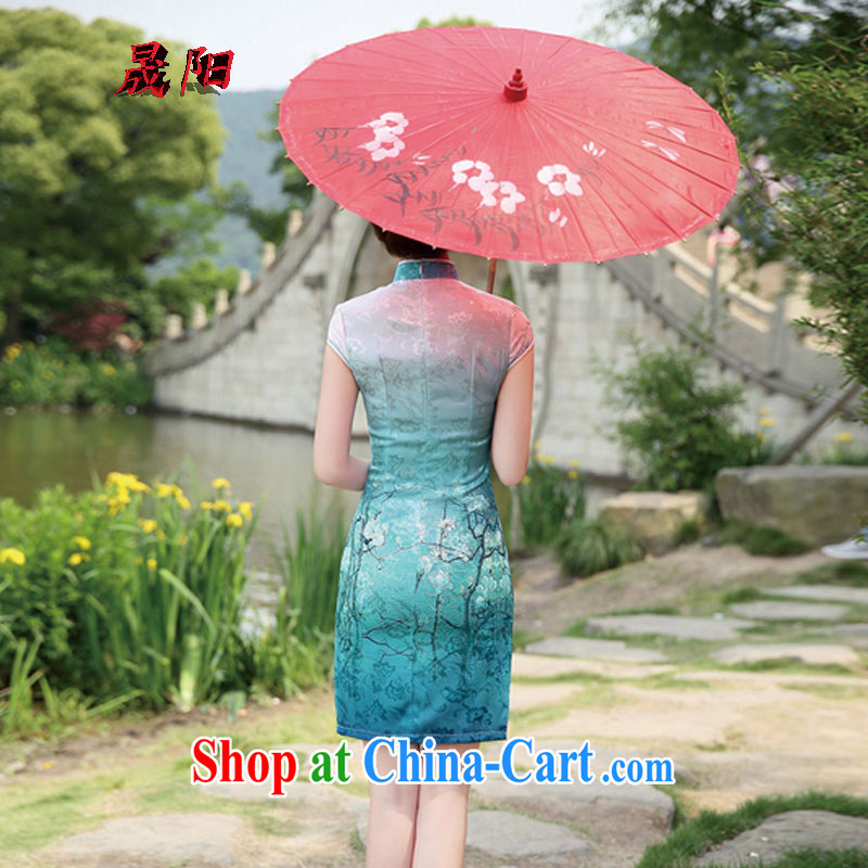 Sung Yang 2015 new summer Korean Beauty Chinese collar half sleeve cheongsam stylish stamp dresses Phillips XXL, Sung-yang (shengyang), online shopping
