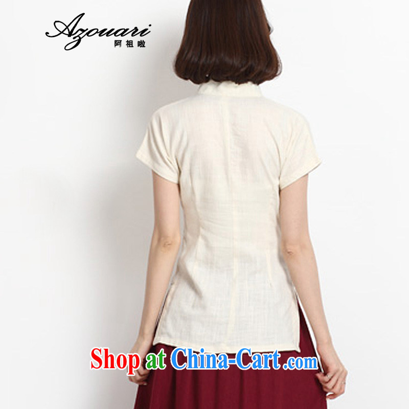 The TSU defense (Azouari) 2015 spring and summer new Chinese Republic of the female Han-improved, short-sleeved cotton the cheongsam shirt white XL, Cho's (AZOUARI), online shopping