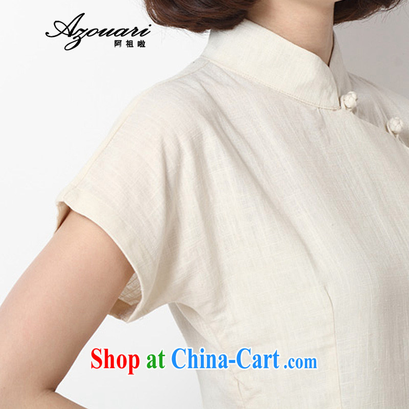 The TSU defense (Azouari) 2015 spring and summer new Chinese Republic of the female Han-improved, short-sleeved cotton the cheongsam shirt white XL, Cho's (AZOUARI), online shopping
