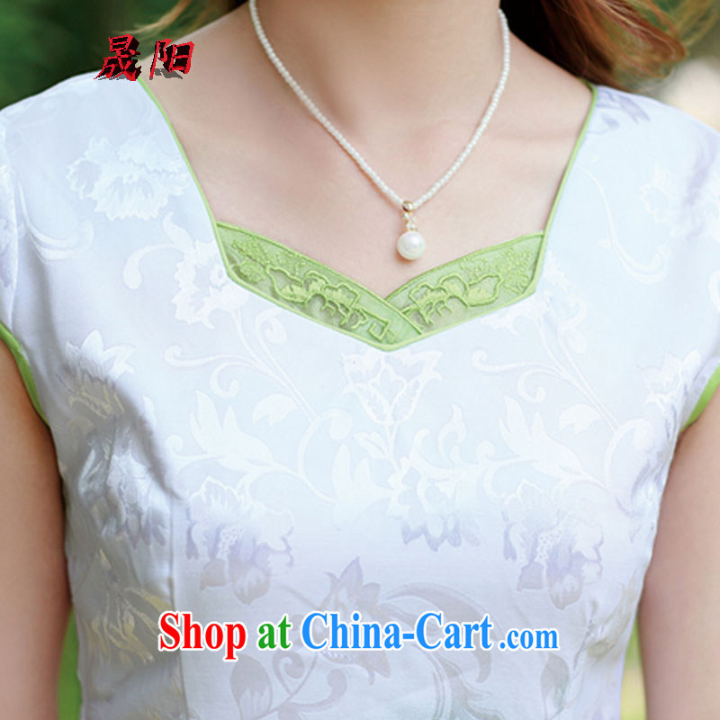 Sung Yang UUIT/TAPP 2015 new summer party for cultivating half sleeve fine embroidered Chinese wind cheongsam stylish dresses Green lotus XXL, Sung-yang (shengyang), online shopping