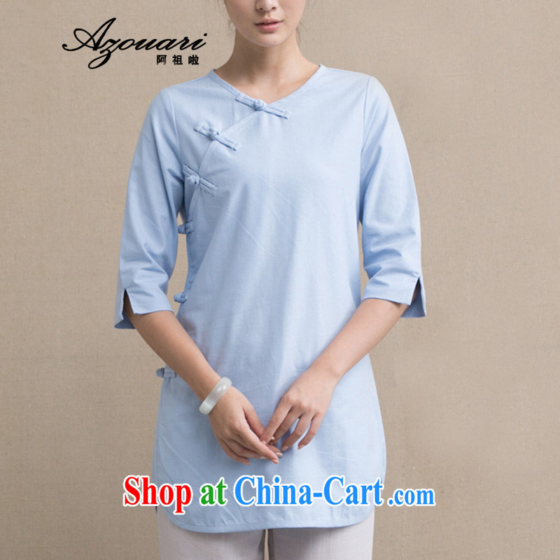 The TSU defense (Azouari) original Chinese T-shirt-tie cotton the cheongsam coat on T-shirt Zen robe Tea Service linen and comfortable cream L, Cho's (AZOUARI), online shopping