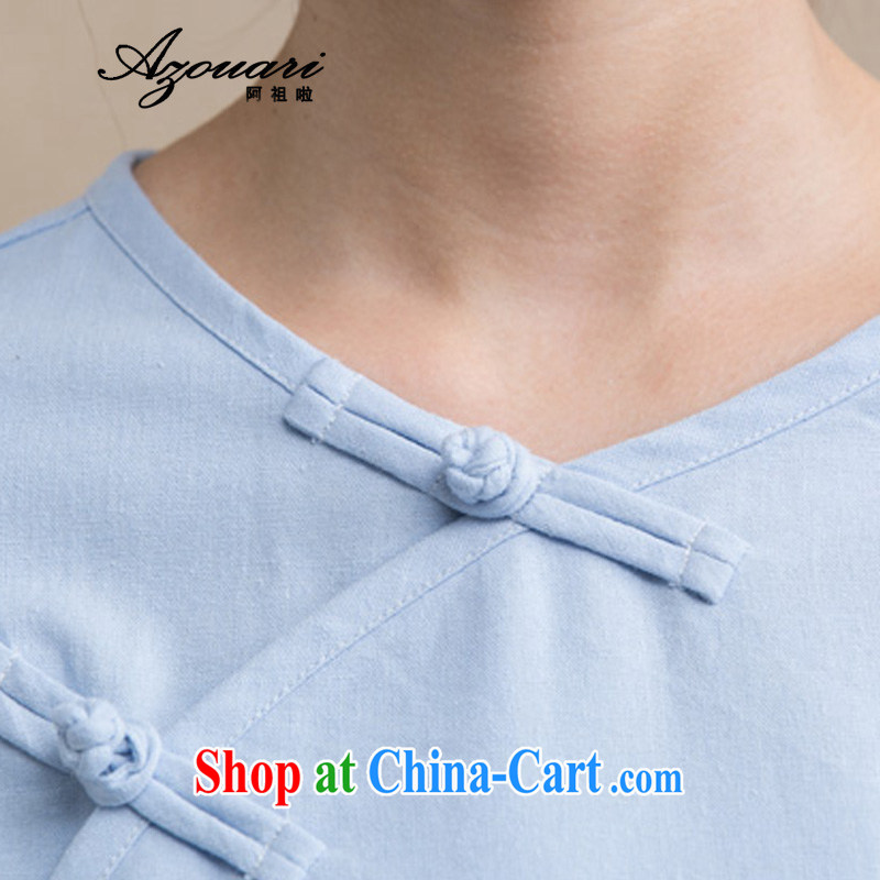 The TSU defense (Azouari) original Chinese T-shirt-tie cotton the cheongsam coat on T-shirt Zen robe Tea Service linen and comfortable cream L, Cho's (AZOUARI), online shopping