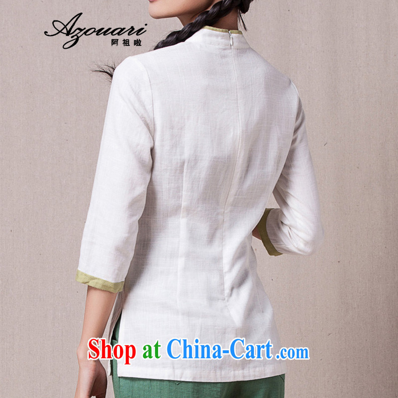 The TSU defense (Azouari) 2015 spring China wind improved Han-female cheongsam shirt 7 cuff comfortable cultivating tea, tea service white XL, Cho's (AZOUARI), and, on-line shopping