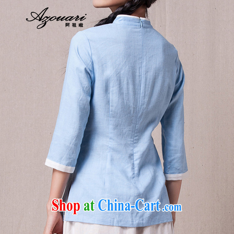 The TSU defense (Azouari) 2015 spring China wind improved Han-female cheongsam shirt 7 cuff comfortable cultivating tea, tea service white XL, Cho's (AZOUARI), and, on-line shopping