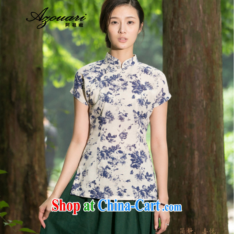 The TSU defense (Azouari) retro spring and summer cotton the Chinese qipao collared T-shirt beauty China wind improved cheongsam shirt tea serve stamp XL, Cho's (AZOUARI), online shopping