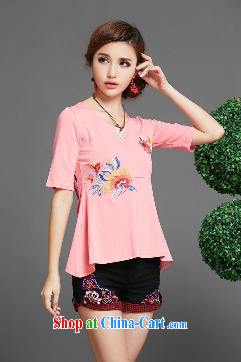 1516 R Ethnic Wind load women 2015 new spring loaded with exquisite Embroidery is not rules, with pure cotton T shirts pink 2 XL pictures, price, brand platters! Elections are good character, the national distribution, so why buy now enjoy more preferential! Health