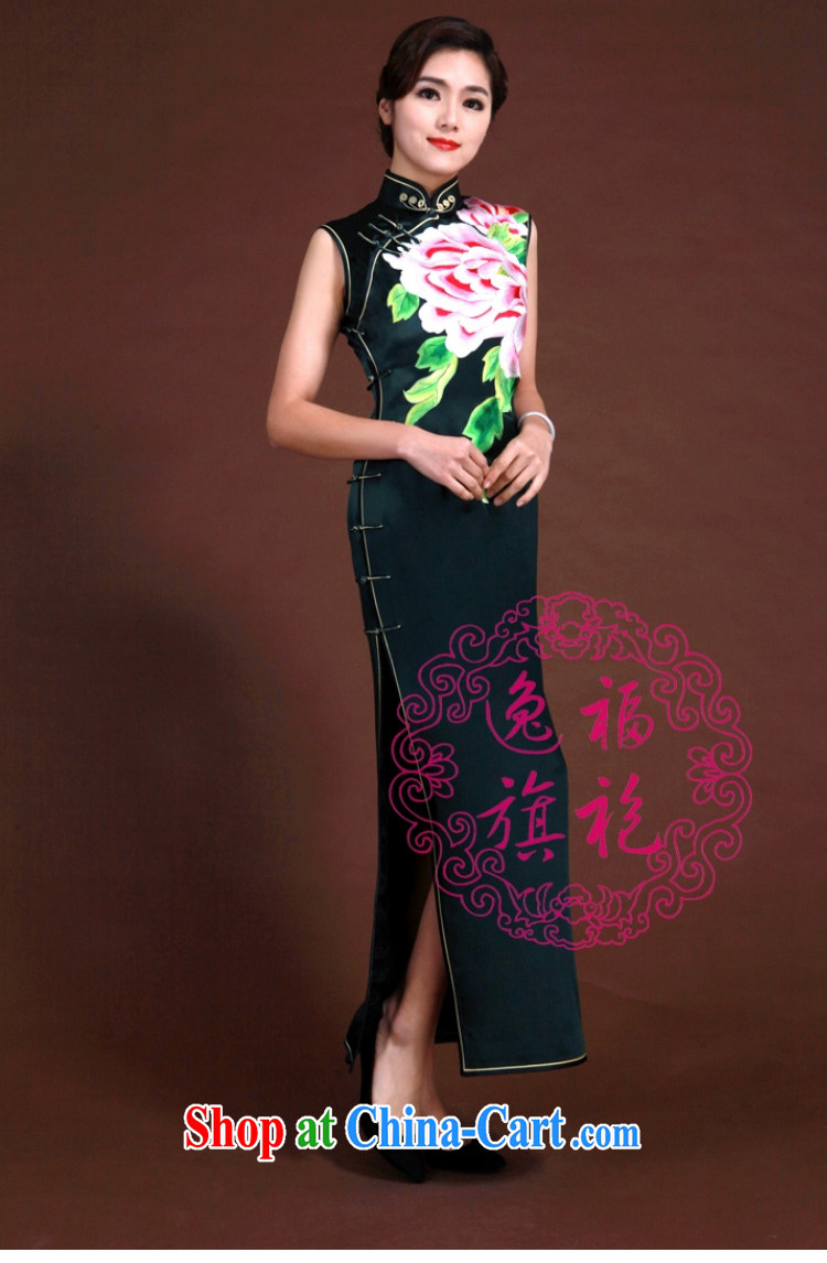 once and for all, high-end custom manual cheongsam dress girls dinner Chinese Dress spring 2015 silk embroidery cheongsam deep dark green tailored 20 Day Shipping pictures, price, brand platters! Elections are good character, the national distribution, so why buy now enjoy more preferential! Health