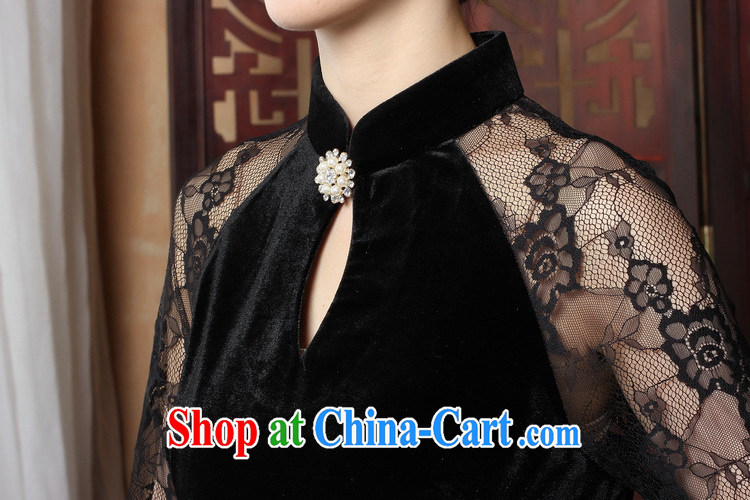 Take the spring and summer cheongsam dress manually staple Pearl high quality gold velour robes, for graphics thin style wedding dress cheongsam dress black 2 XL pictures, price, brand platters! Elections are good character, the national distribution, so why buy now enjoy more preferential! Health