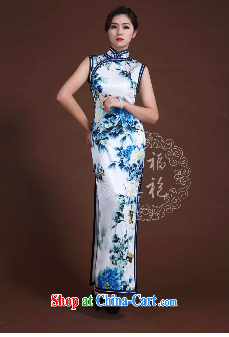 once and for all, blue and white porcelain China wind dress high-end traditional manual cheongsam silk high quality poster long qipao Cheong Wa Dae and white porcelain L 15 Day Shipping pictures, price, brand platters! Elections are good character, the national distribution, so why buy now enjoy more preferential! Health