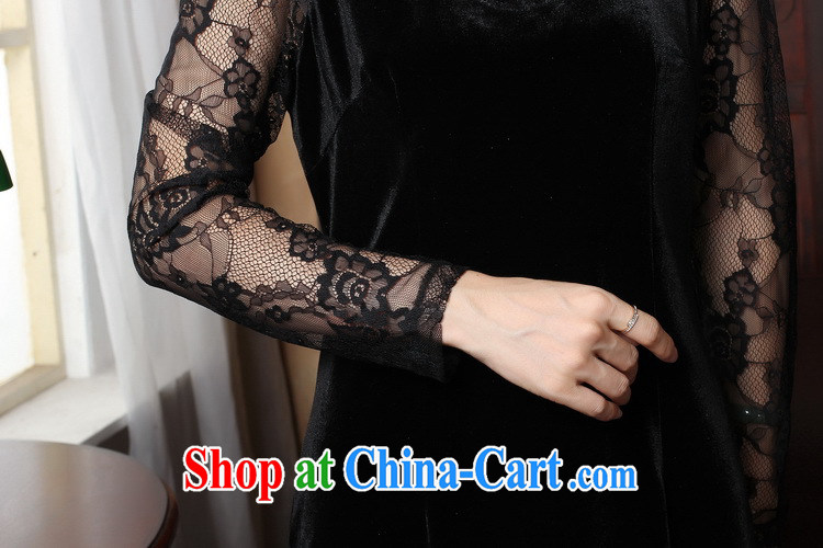 Bin Laden smoke-free spring and summer cheongsam dress manually staple PEARL RIVER high quality gold velour robes, for graphics thin style wedding dress cheongsam black 2 XL pictures, price, brand platters! Elections are good character, the national distribution, so why buy now enjoy more preferential! Health