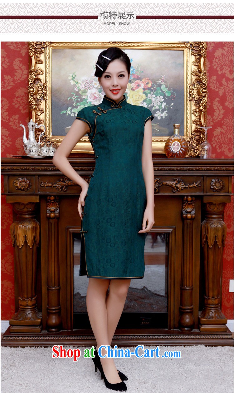 once and for all, dark green silk fragrant cloud dresses dresses 2014 new, advanced customization, short-day antique cheongsam dress dark L 10 Day Shipping pictures, price, brand platters! Elections are good character, the national distribution, so why buy now enjoy more preferential! Health