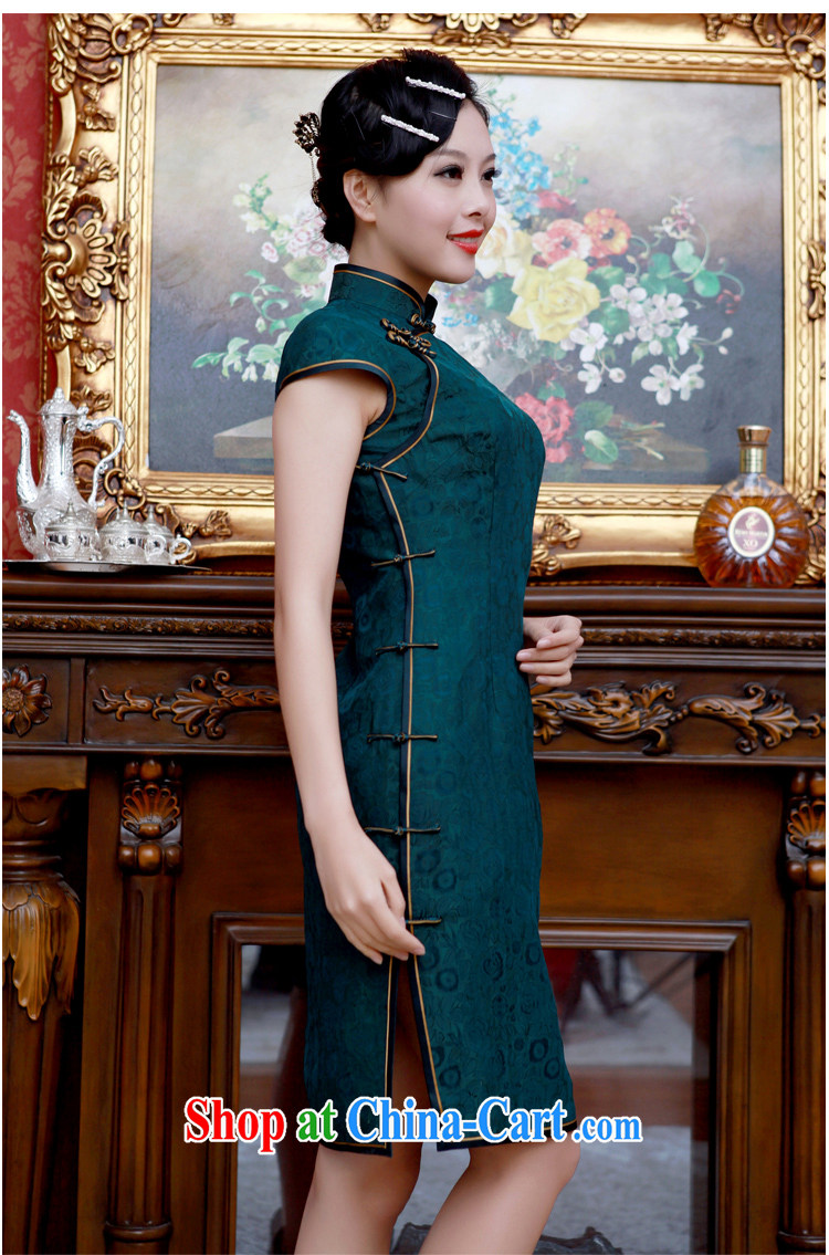 once and for all, dark green silk fragrant cloud dresses dresses 2014 new, advanced customization, short-day antique cheongsam dress dark L 10 Day Shipping pictures, price, brand platters! Elections are good character, the national distribution, so why buy now enjoy more preferential! Health