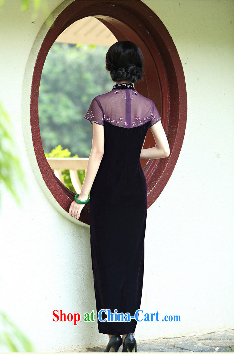 The Yee-Elizabeth vines retro upscale staples Pearl velvet banquet long cheongsam improved stylish dress cheongsam dress H D purple L pictures, price, brand platters! Elections are good character, the national distribution, so why buy now enjoy more preferential! Health