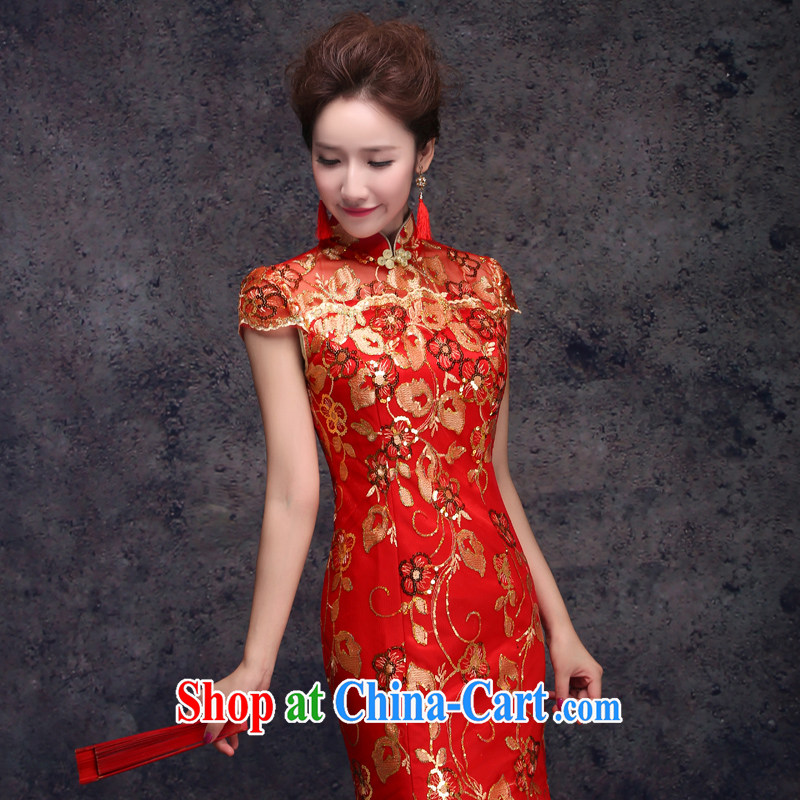 7-Color 7 tone original 2015 new bridal dresses red wedding toast clothing retro package shoulder-length, crowsfoot improved cheongsam Q 003 red L (waist 2 feet 2, 7 color 7 tone, shopping on the Internet