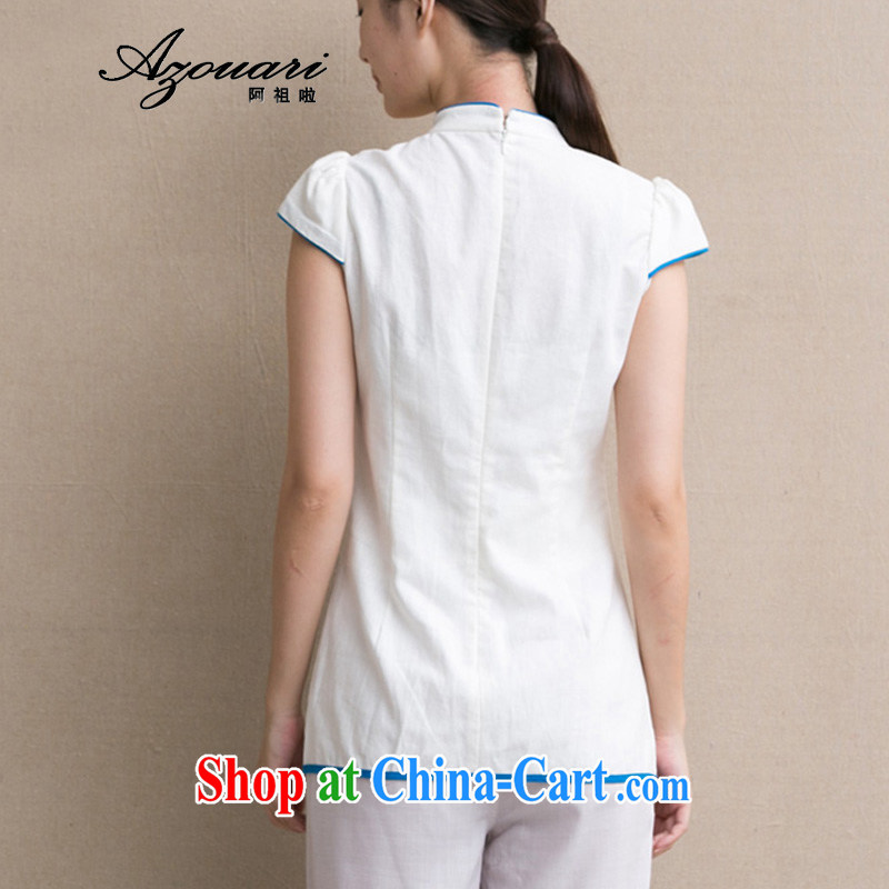 The TSU defense (Azouari) Han-retro improved female dresses T-shirt cotton the comfort women with Chinese, short-sleeved T-shirt white spell color M, Cho's (AZOUARI), online shopping