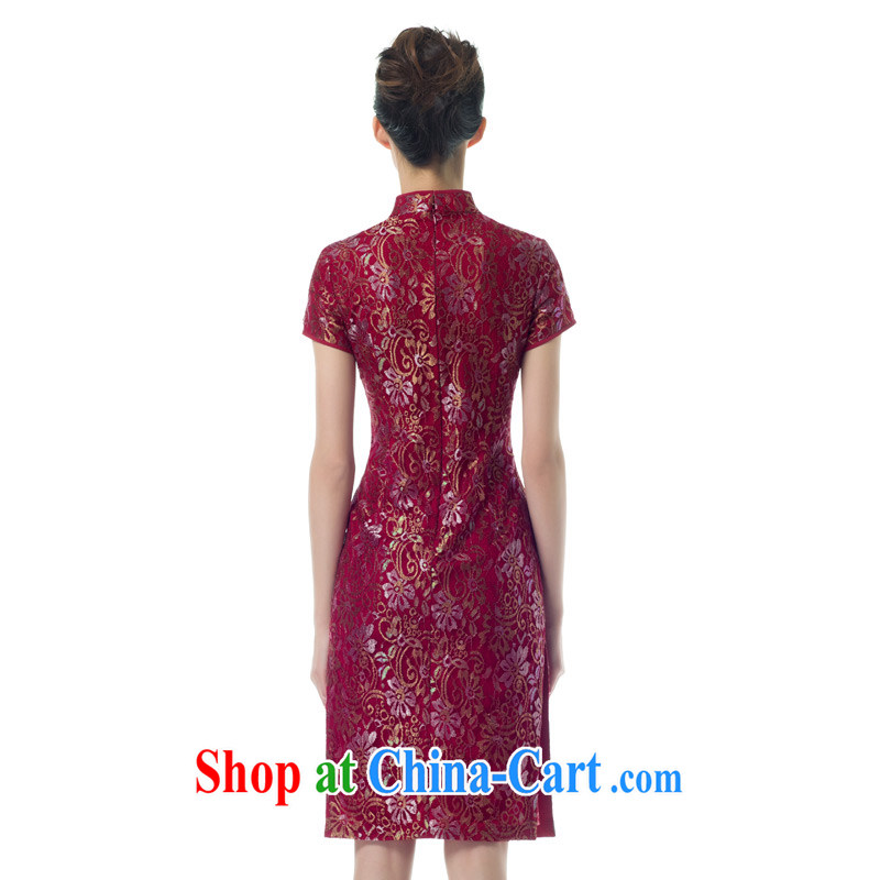 Wood is really the Tang with 2015 spring and summer new, female retro cheongsam dress banquet wedding mom with 43,100 04 deep red XXL (B), wood really has, online shopping