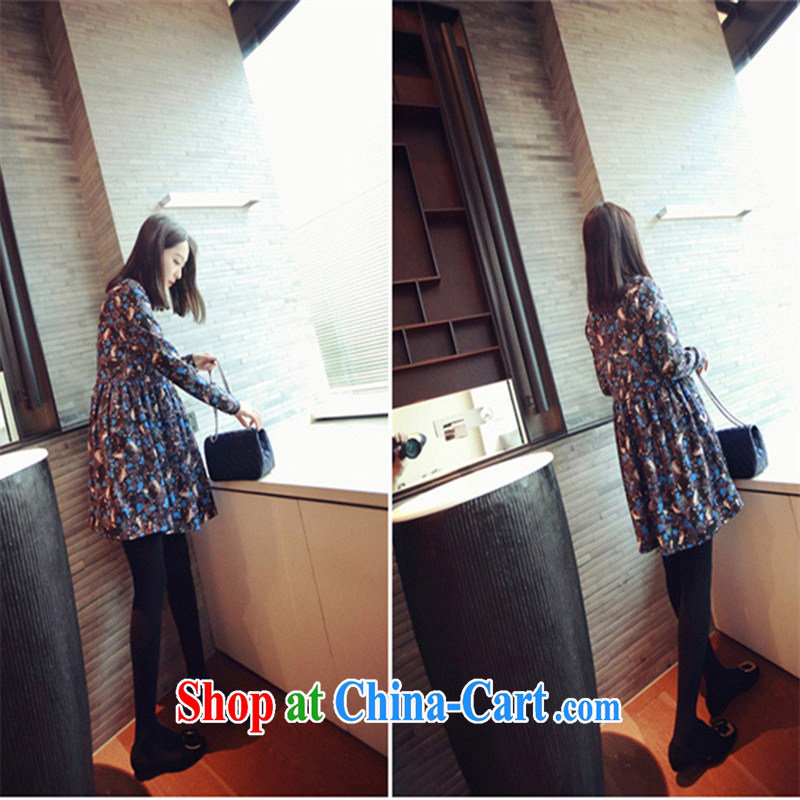 Ya-ting store pregnant women with spring loaded new Korean loose the code stamp long-sleeved maternity dress the color XL, blue rain bow, and, shopping on the Internet