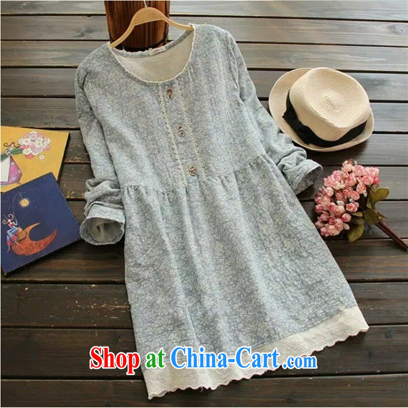 Ya-ting store pregnant women and the New Korean fashion cotton the floral long-sleeved maternity dress A Field dress light blue XXL, blue rain bow, and shopping on the Internet
