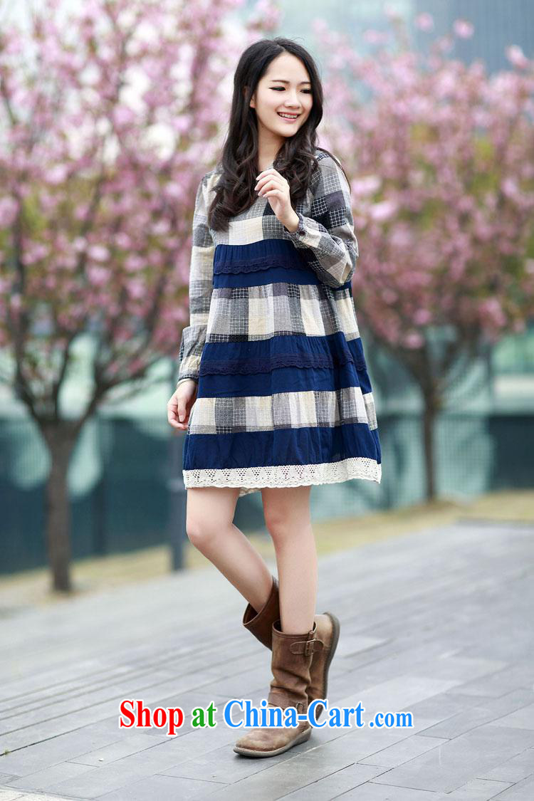 Ya-ting store pregnant women with stylish Korean spring cotton Ma grid stitching cotton long-sleeved maternity dress blue patterned XXL pictures, price, brand platters! Elections are good character, the national distribution, so why buy now enjoy more preferential! Health
