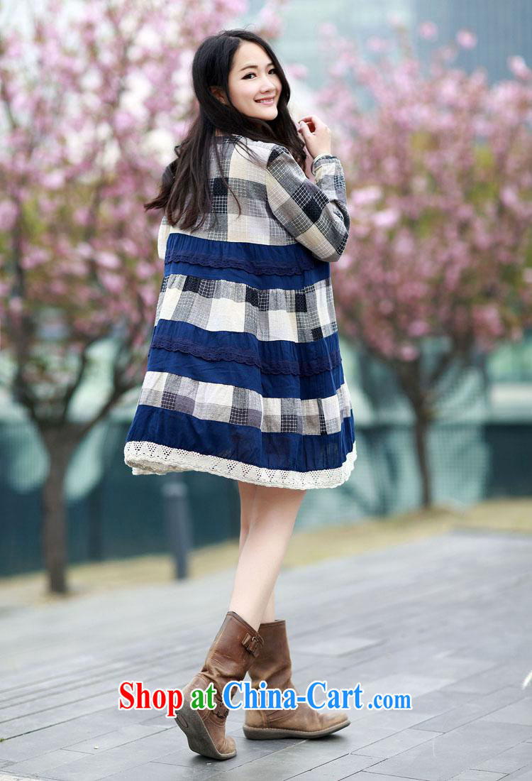 Ya-ting store pregnant women with stylish Korean spring cotton Ma grid stitching cotton long-sleeved maternity dress blue patterned XXL pictures, price, brand platters! Elections are good character, the national distribution, so why buy now enjoy more preferential! Health