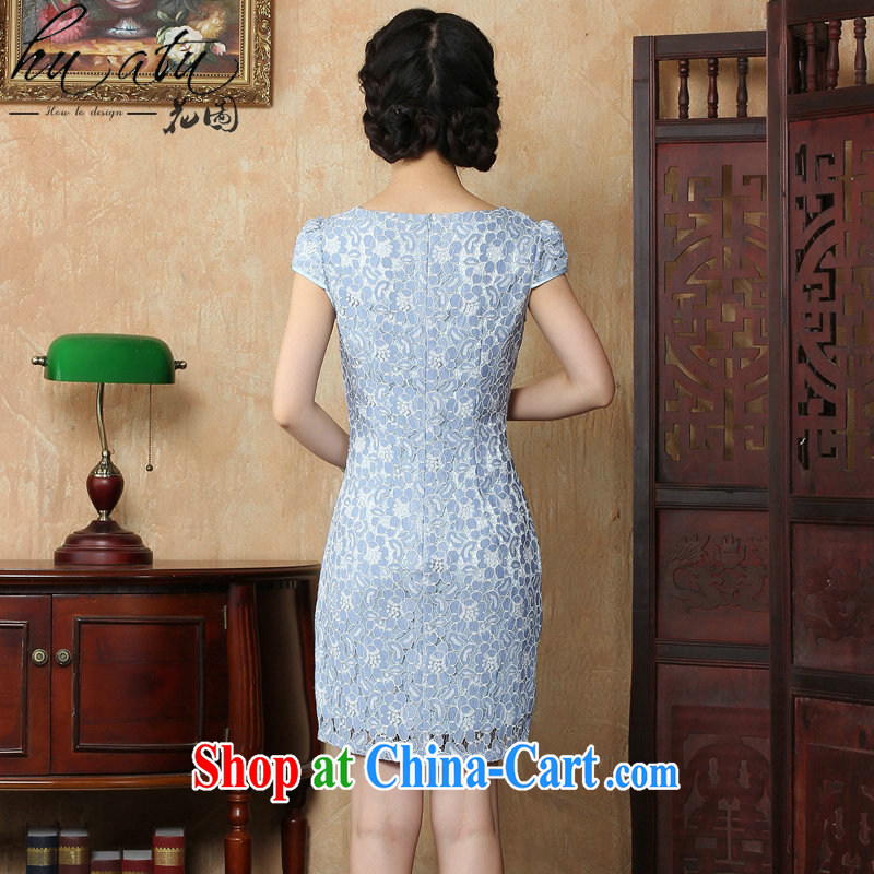 spend the summer with new girls daily personality and Beauty package and tight short lace cheongsam dress the dress light blue XL, figure, and shopping on the Internet