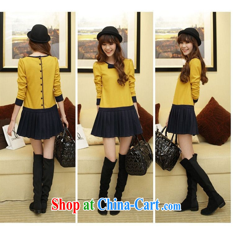 Ya-ting store autumn 2014 the new Korean pregnant women as well as the codes that gross solid skirt stylish pregnant women dresses yellow XL, blue rain bow, and shopping on the Internet