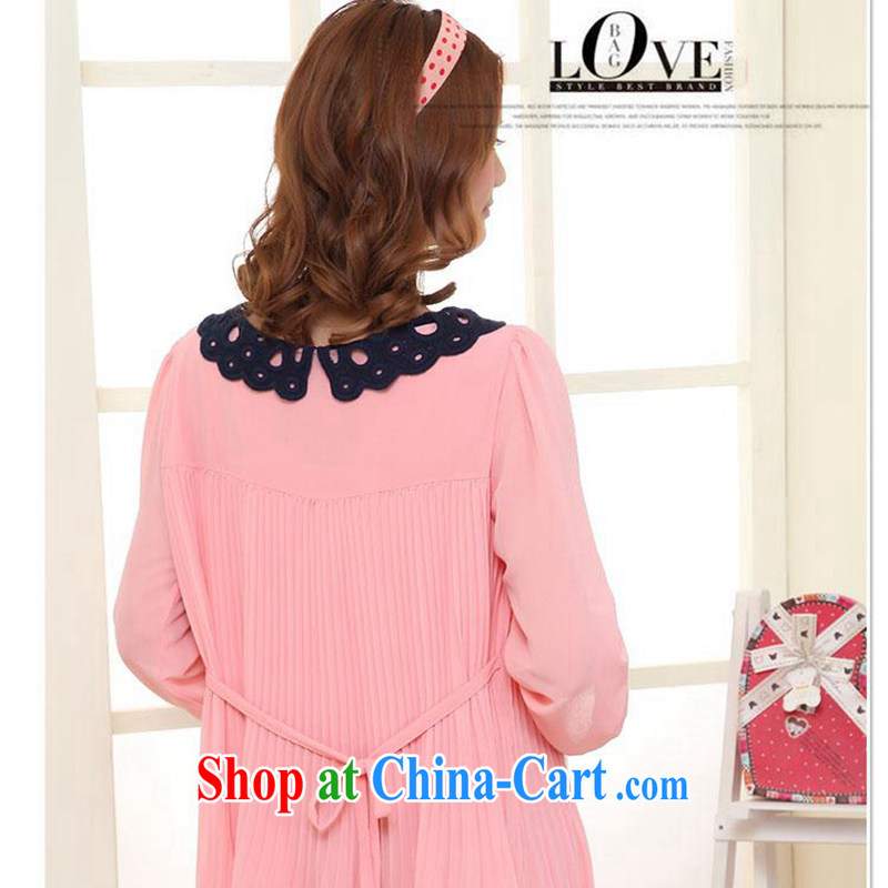 Ya-ting store pregnant women with spring loaded new Korean fashion lace collar loose snow-woven long-sleeved maternity dress pink, code, blue rain bow, and shopping on the Internet