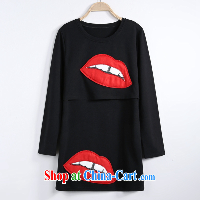 Ya-ting store pregnant women with spring loaded Korean fashion cotton lips embroidered breast-feeding and clothing, feeding, clothing and long-sleeved maternity dress spring thin black XL, blue rain bow, and shopping on the Internet