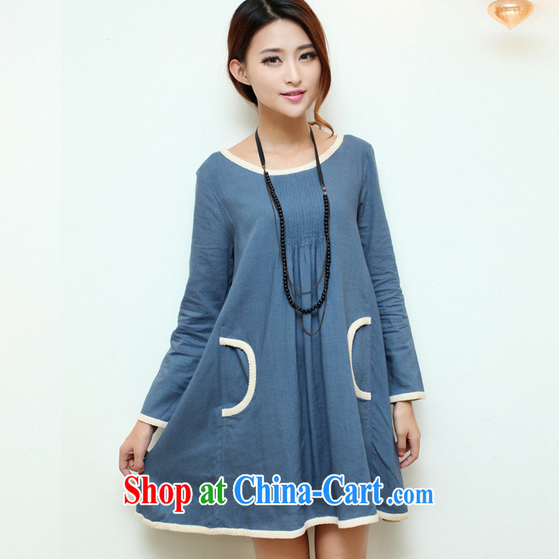 Ya-ting store pregnant women with Korean version of the new, fresh and large, loose the long-sleeved cotton the pregnant women dress blue denim XL, blue rain bow, and, shopping on the Internet