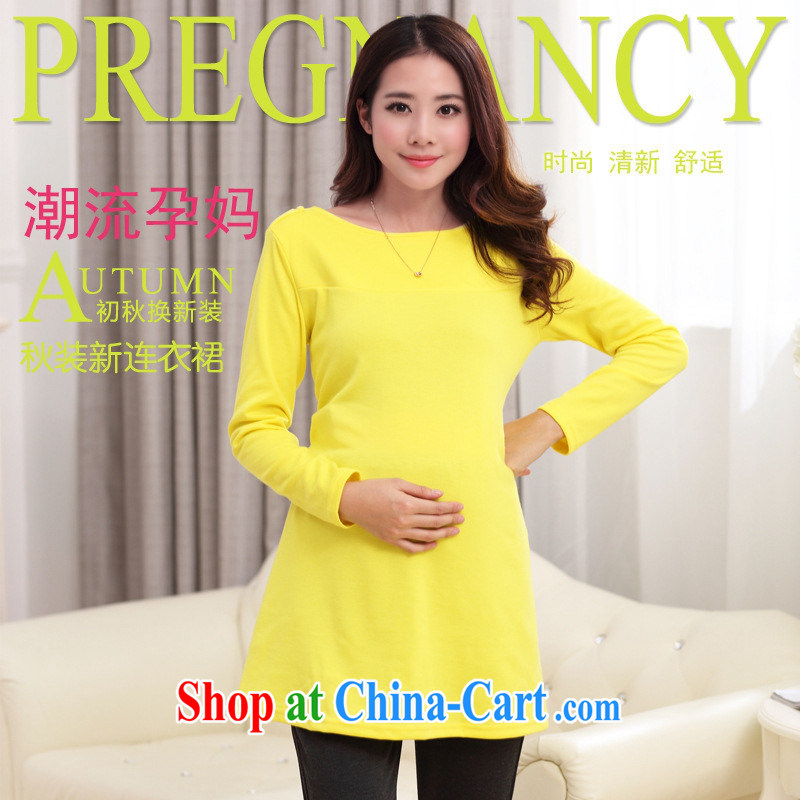 Ya-ting store 2015 spring loaded the code pure cotton long-sleeved maternity dress orange XL, blue rain bow, and shopping on the Internet