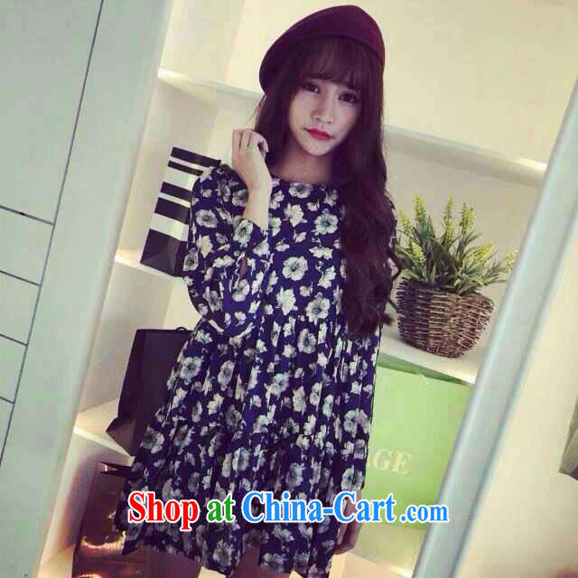 Ya-ting store 2015 spring new pregnant women with retro stamp snow woven long-sleeved loose pregnant women dress dark blue XL pictures, price, brand platters! Elections are good character, the national distribution, so why buy now enjoy more preferential! Health