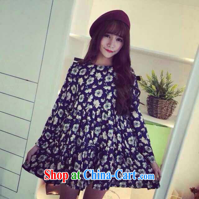 Ya-ting store 2015 spring new pregnant women with retro stamp snow woven long-sleeved loose pregnant women dress dark blue XL pictures, price, brand platters! Elections are good character, the national distribution, so why buy now enjoy more preferential! Health
