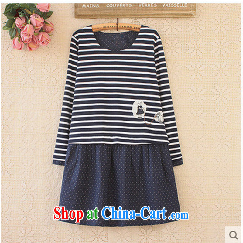 Ya-ting store pregnant women with Korean version of the new spring and autumn, the stylish pregnant women as well as long-sleeved striped pregnant women dress sky blue XL, blue rain bow, and, on-line shopping