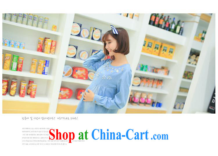 Ya-ting store pregnant women with Korean spring new denim long-sleeved maternity dress nails Pearl pregnant women T-shirt blue XL pictures, price, brand platters! Elections are good character, the national distribution, so why buy now enjoy more preferential! Health