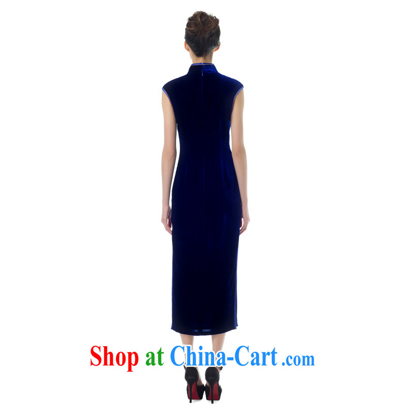 Wood is really the Chinese Spring 2015 the new women with improved Silk Cheongsam dress and elegant beauty long skirt girl 43,281 10 dark blue XXL (B), wood really has, shopping on the Internet