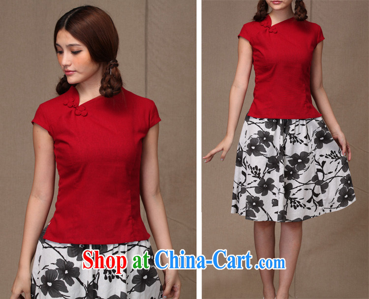 The TSU defense (Azouari) cotton the cheongsam shirt short-sleeved Crescent for national costume women's clothing China wind Art Nouveau improved red XXL pictures, price, brand platters! Elections are good character, the national distribution, so why buy now enjoy more preferential! Health