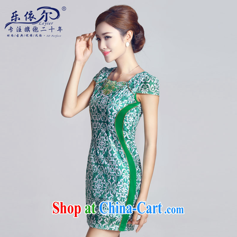 And, in accordance with antique embroidery girls dresses, short-day lady cheongsam dress green retro spring 2015 New Green S, in accordance with (leyier), online shopping