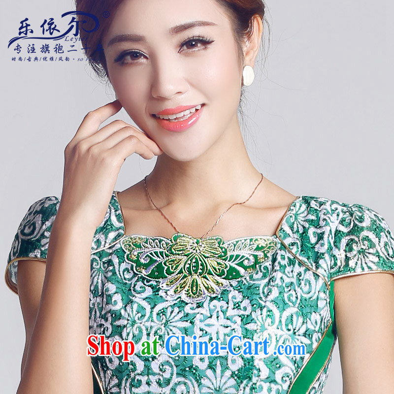 And, in accordance with antique embroidery girls dresses, short-day lady cheongsam dress green retro spring 2015 New Green S, in accordance with (leyier), online shopping