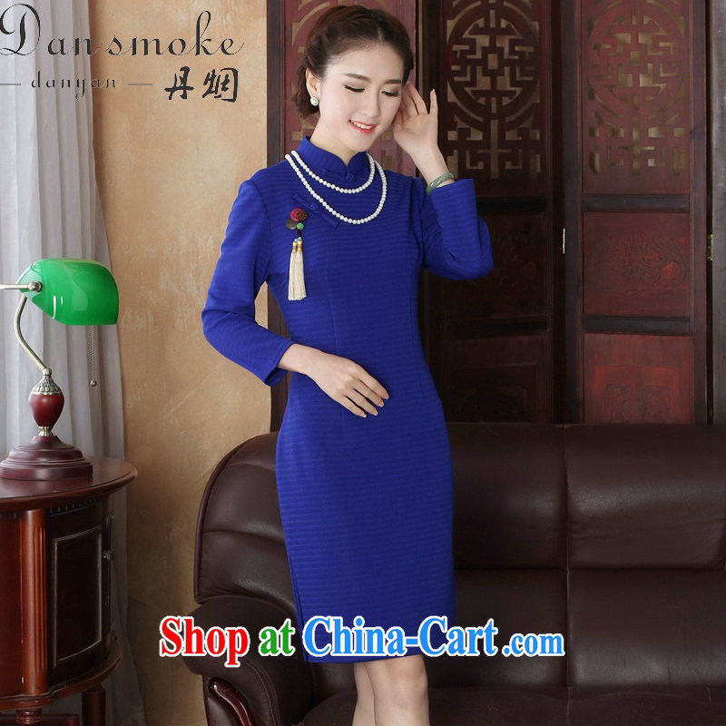 Bin Laden smoke spring new female outfit, for Chinese improved grid cheongsam style beauty is a hard-pressed 9 sub-sleeved dresses in figure 3XL, Bin Laden smoke, shopping on the Internet