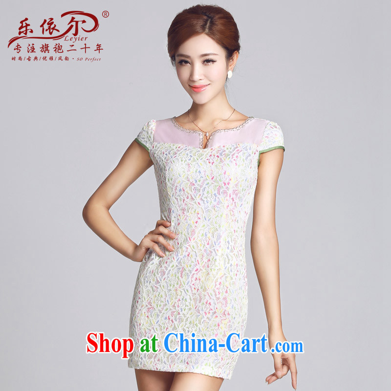 And, in accordance with spring loaded new cheongsam lace-patterned improved short, female cheongsam dress daily lady 2015 white S, in accordance with (leyier), shopping on the Internet