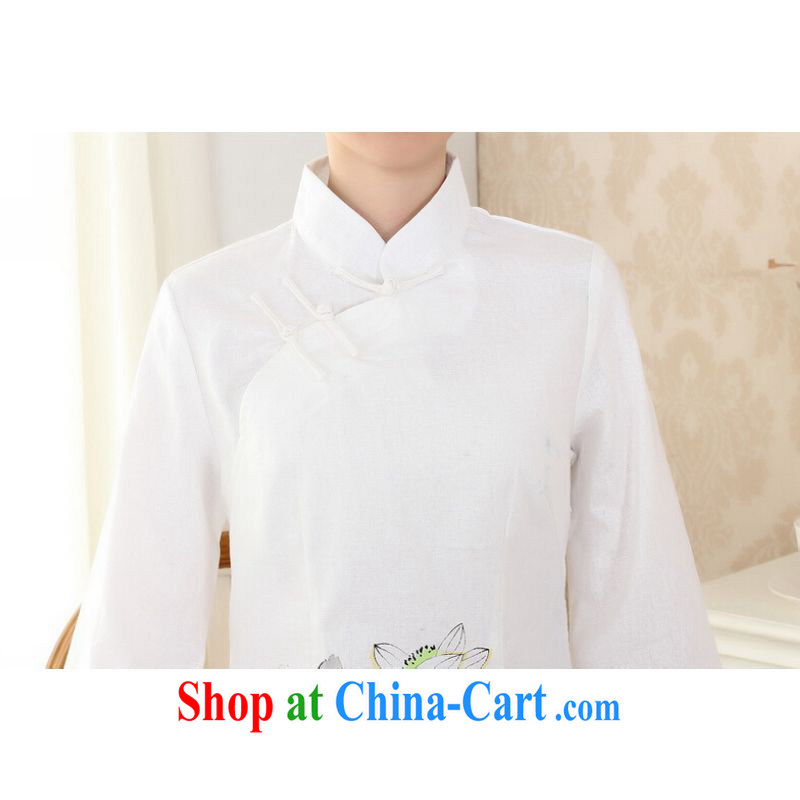 And Jing Ge female Tang Women's clothes summer wear T-shirt, for a tight hand-painted cotton the Chinese Han-female improved white 2XL, Jing Ge, shopping on the Internet