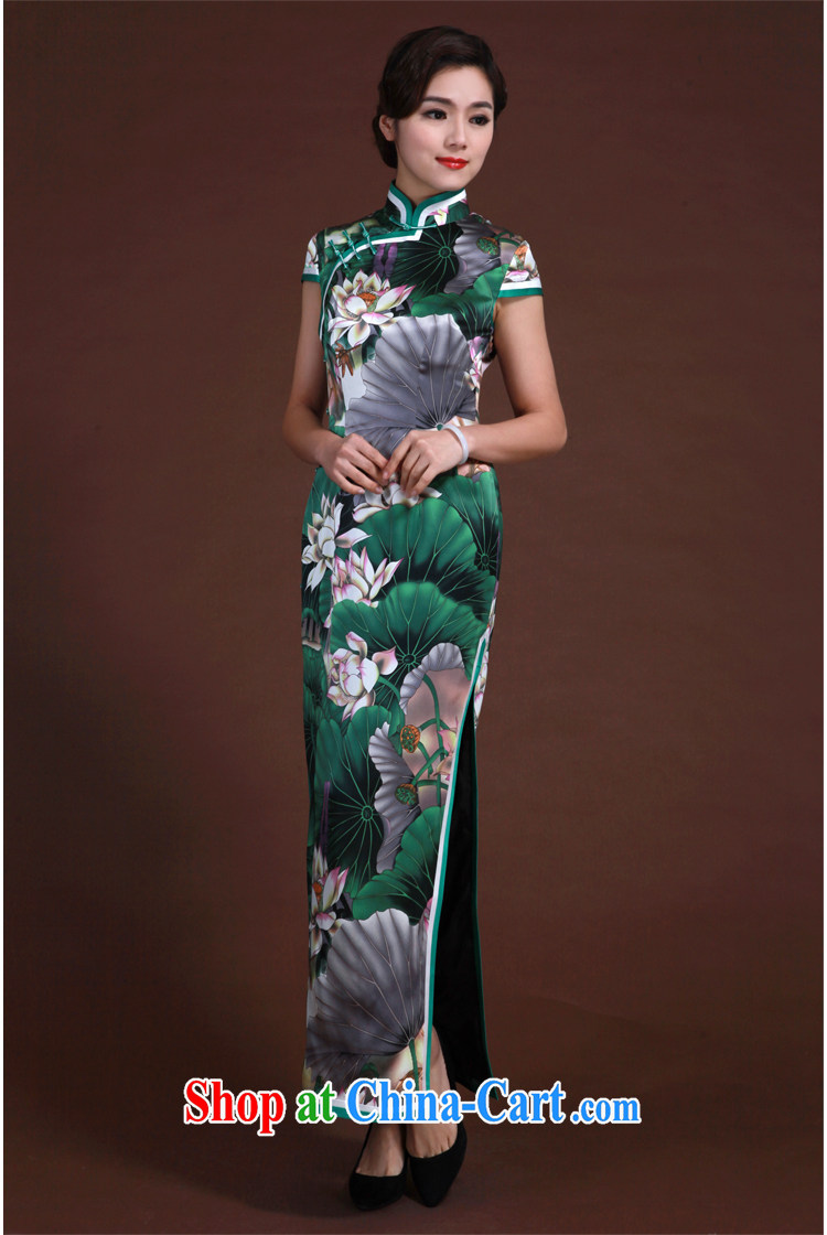 once and for all, spring 2015 new dresses high-end custom original green lotus heavy silk long cheongsam green tailored 10 Day Shipping pictures, price, brand platters! Elections are good character, the national distribution, so why buy now enjoy more preferential! Health