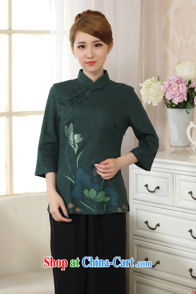 And Jing Ge female Tang Women's clothes summer T-shirt, for a tight hand-painted cotton the Chinese Han-female improved Green S pictures, price, brand platters! Elections are good character, the national distribution, so why buy now enjoy more preferential! Health