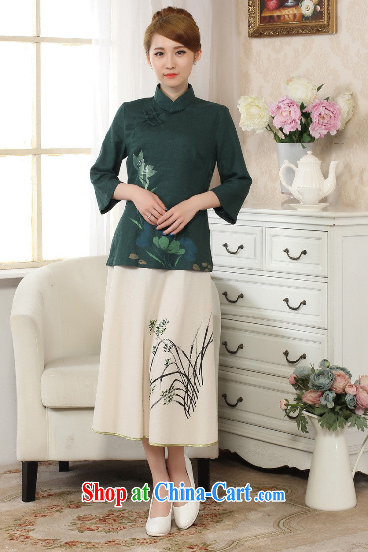 And Jing Ge female Tang Women's clothes summer T-shirt, for a tight hand-painted cotton the Chinese Han-female improved Green S pictures, price, brand platters! Elections are good character, the national distribution, so why buy now enjoy more preferential! Health