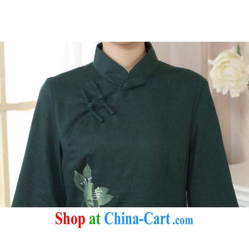 And Jing Ge female Tang Women's clothes summer T-shirt, for a tight hand-painted cotton the Chinese Han-female improved Green S, Miss Au King pavilion, shopping on the Internet
