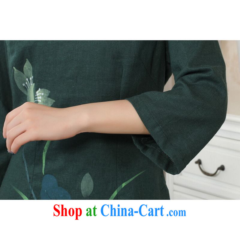 And Jing Ge female Tang Women's clothes summer T-shirt, for a tight hand-painted cotton the Chinese Han-female improved Green S, Miss Au King pavilion, shopping on the Internet
