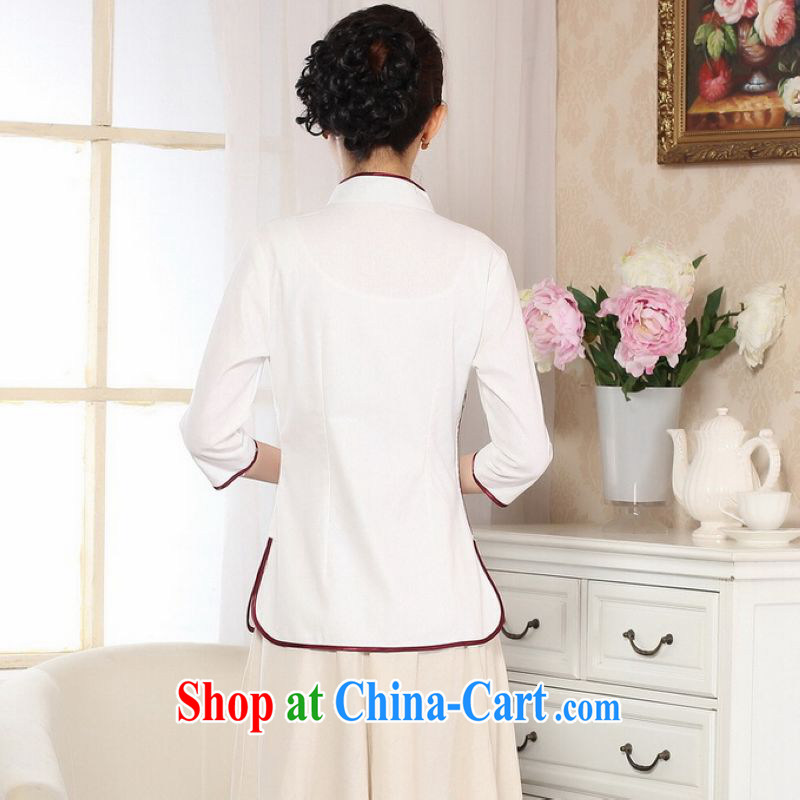 And Jing Ge female Tang Women's clothes summer wear T-shirt, for a tight hand-painted cotton the Chinese Han-female improved white 2XL, Jing Ge, shopping on the Internet